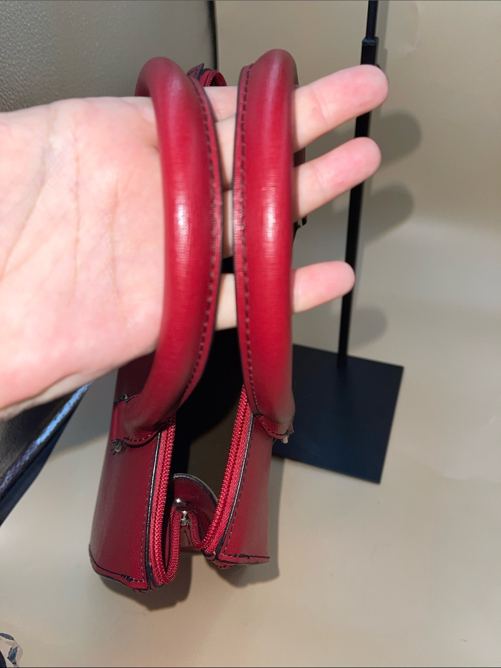 Jack Georges Structured Classic Women's Saffiano Handbag in Deep Red - Picture 7 of 9